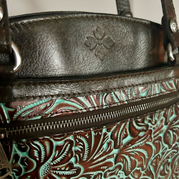 Patricia Nash Dark Brown Tooled Poppy Italian Leather Tote Shoulder Bag (M3020) - Picture 3 of 5